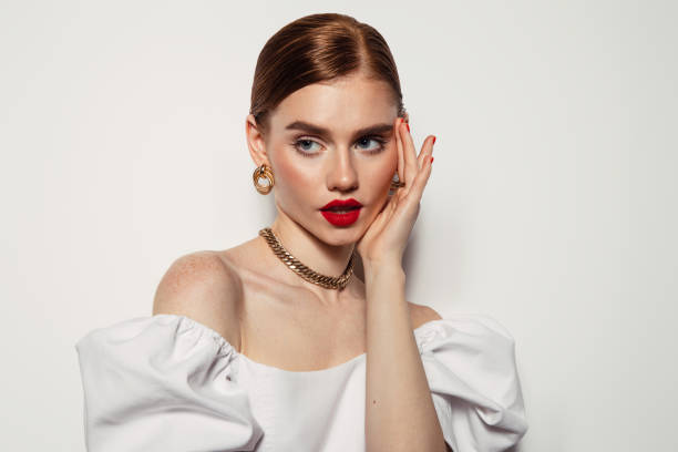 istock Beautiful emotional woman with bright make-up 1436490032