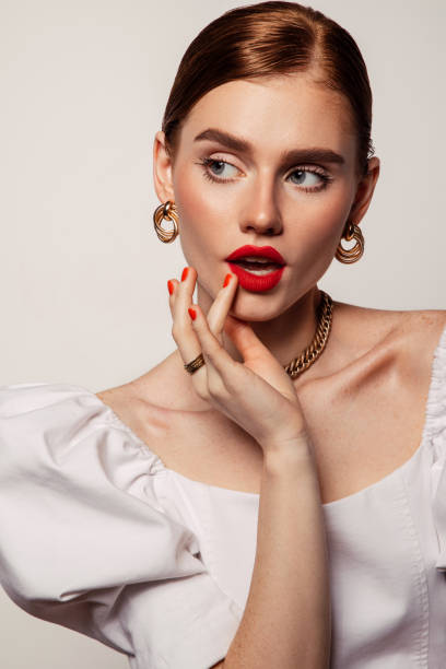 istock Beautiful emotional woman with bright make-up 1436490066