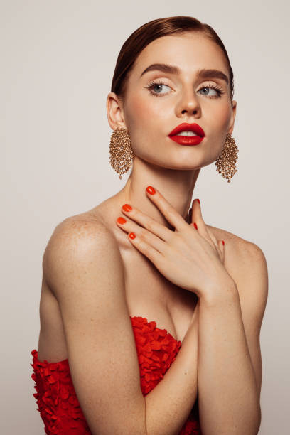 istock Beautiful emotional woman with bright make-up 1436490274