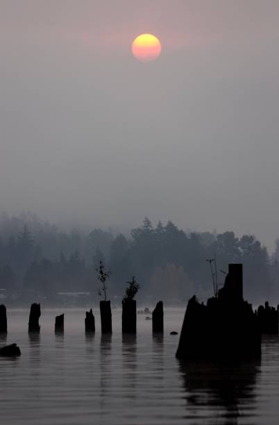 istock Spooky Sunrise With A Smoky Sky 1436496092