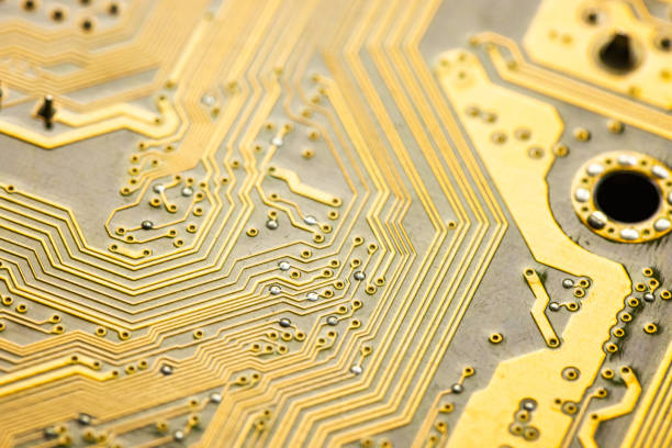 istock Golden color computer mother board 1436509713