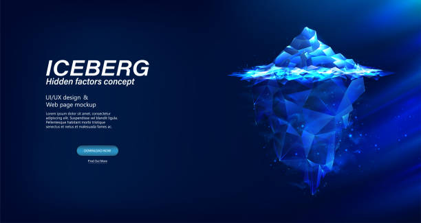 istock Polygonal 3D iceberg in futuristic style with effect glow and shine 1436510253