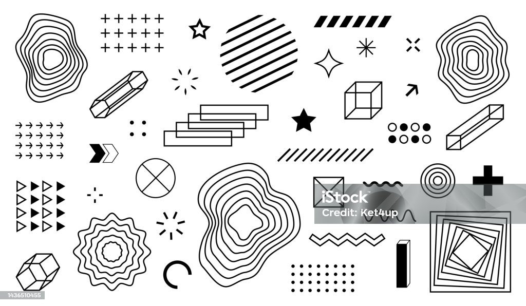 Abstract Geometric Element Abstract Design Symbols And Elements Set Of Geometric Shapes Stock ...