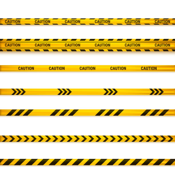 Caution tape. Caution yellow warning lines isolated on white. undefined stealth stock illustrations