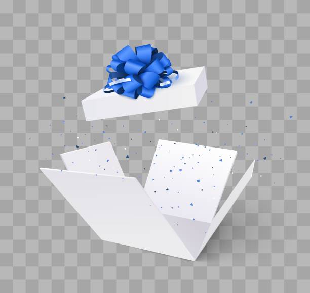 색종이 폭발 격리 와 오픈 선물 상자. - two dimensional shape paper exploding nobody stock illustrations