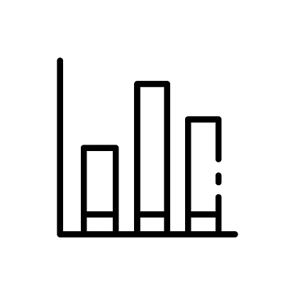 Data analysis line icon. Diagram, charts, tracking, income, growth, stonks, profit, arrows, columns. Infographic concept. Vector black line icon on a white background