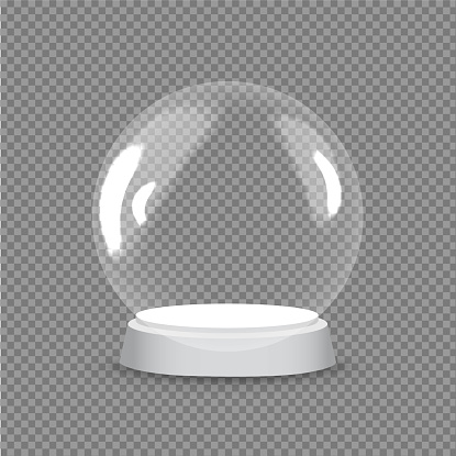 Christmas Snow Globe Transparent Background With Gradient Mesh, Vector Illustration