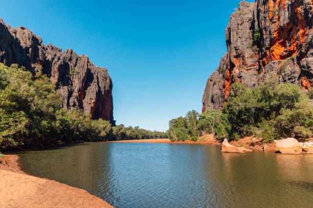 windjana gorge, gibb river road, australia occidentale - outback australia australian culture land foto e immagini stock