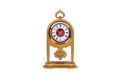 Vintage gold watch on white background