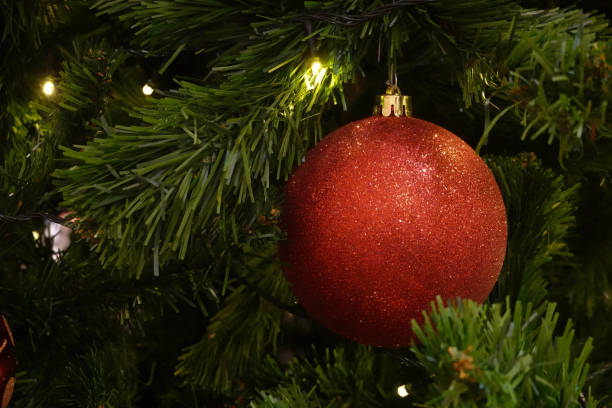 istock Close up Red hanging Ball for Christmas Tree 1436519729