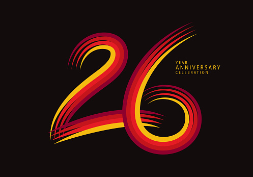26th Graphics 26 Years Anniversary Celebration Logotype Red Line Vector 26th Birthday ...