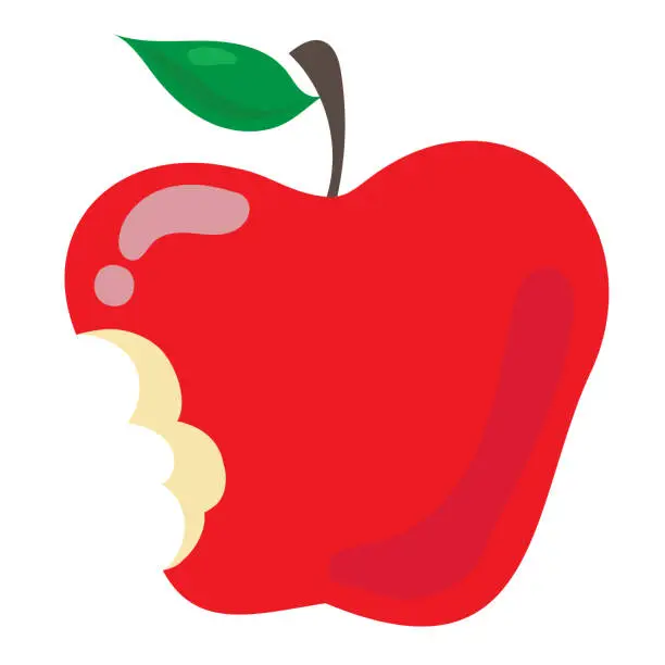 Vector illustration of Red Apple with Bite Mark