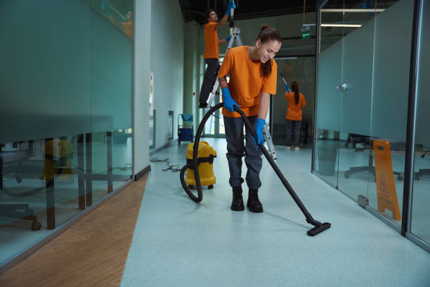 istock Cleaning company workers washing and cleansing the building 1436521804