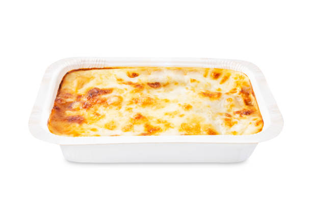 istock Meat lasagna on a white isolated background 1436524764