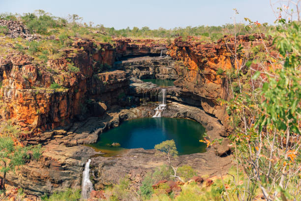 mitchell falls, mitchell plateau, the kimberley, australia occidentale - mittchell falls foto e immagini stock