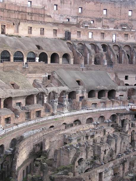 The Colosseum or Flavian Amphitheatre (in Latin Colosseum, in Italian Colosseo) stock photo