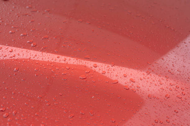 istock Drops on car. Surface of machine. Rain on transport. 1436536571