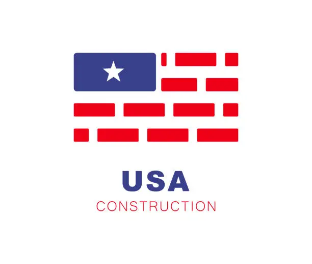 Vector illustration of USA Wall Construction Symbol of Building and Defense