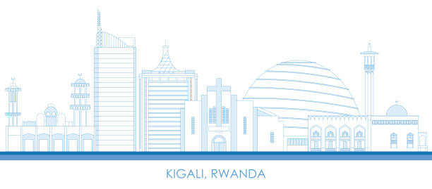 illustrazioni stock, clip art, cartoni animati e icone di tendenza di panorama dello skyline della città di kigali, ruanda - ruanda