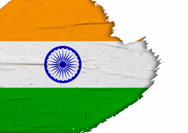 istock Abstract India flag with ink brush stroke effect 1436546930