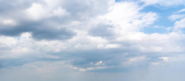 istock Deep cloud layer of a beautiful blue sky with glimpses of the sun 1436552929