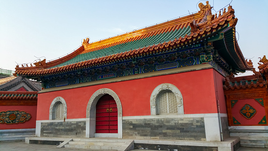 Beijing, China - October 6, 2020: Architectural scenery of the east gate of the Summer Palace