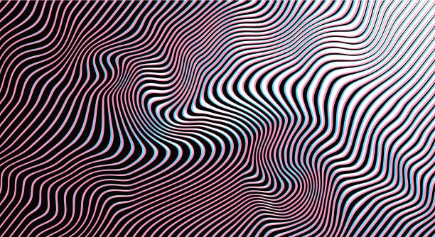 Rippled, Wavy, half tone pattern with Glitch Technique, vector art illustration