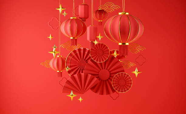 istock Chinese red luxury background with pedestal, podium, round stage 1436563572