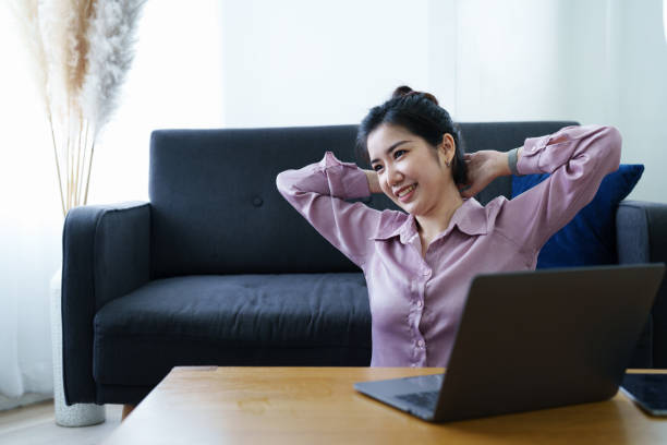istock Portrait of a self-employed Asian woman using a computer at home 1436563996