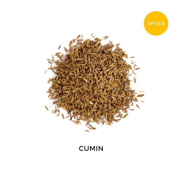 istock Creative layout made of cumin on white background.Flat lay. Food concept. 1436571052