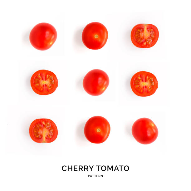 istock Creative layout made of cherry tomato. Flat lay. Food concept. 1436571929