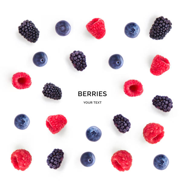 istock Seamless pattern with raspberry, blueberry and blackberry. Tropical abstract background. Berries on the white background. 1436571979
