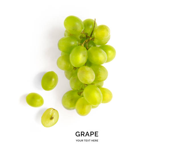 istock Creative layout made of green grape.  Flat lay. Food concept. 1436572715
