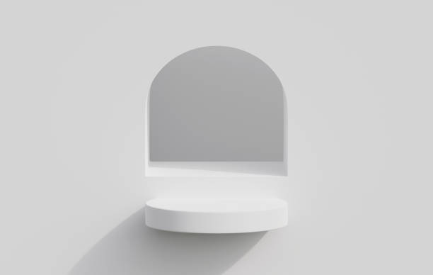 istock Minimal white circle geometric pedestal podium background, products display 3d rendering 1436573336