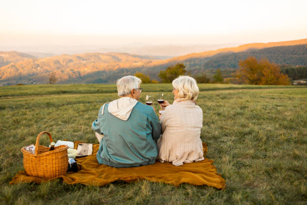 istock Senior couple enjoying the picnic 1436579097