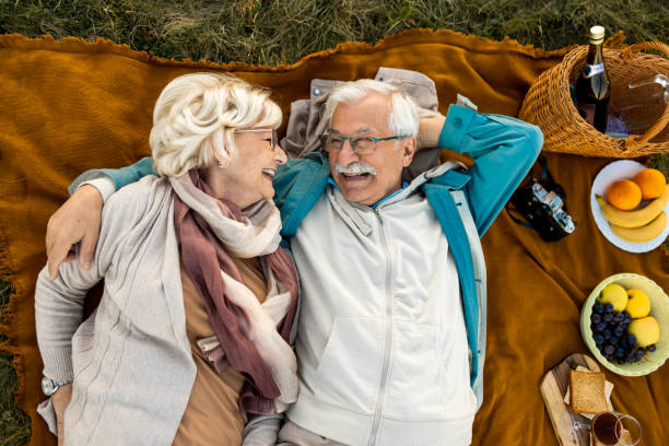 istock Senior couple having a laugh 1436579168