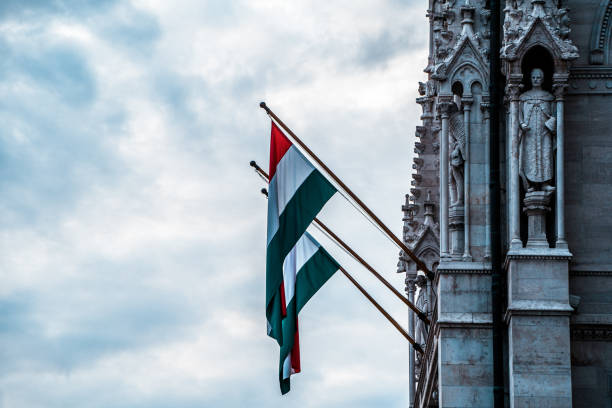 istock Hungarian Flags on the Parliament Building. Budapest, Hungary 1436579338