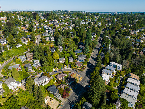 Houses Dot the Hillside in Madrona Neighborhood Seattle