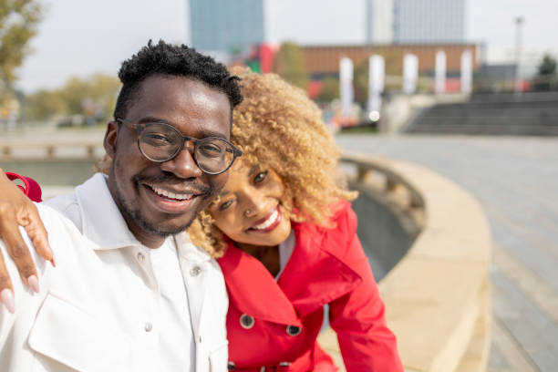 istock Close up of a couple taking a selfie 1436586108