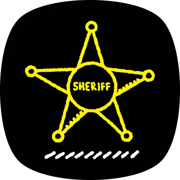 Vector illustration of Sheriff Star Doodle 3