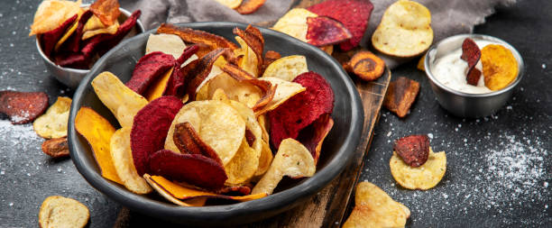 istock Bowl of healthy colorful vegetable chips 1436596061