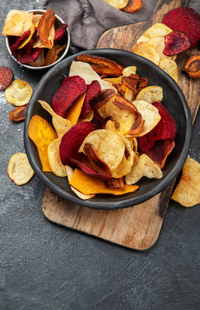 istock Bowl of healthy colorful vegetable chips 1436596842
