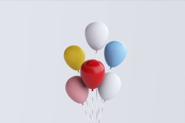 istock Colorful balloons 3d render isolated on white background. 1436605427