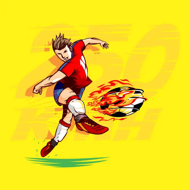 Vector illustration of Cannonball Kick football vector illustration