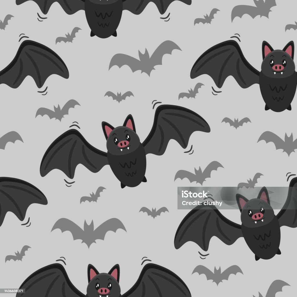 Bat Pattern Cartoon Cute Black Bat Pattern Illustration Stock Illustration - Download Image ...