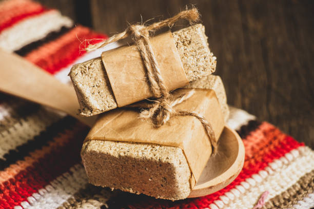 istock a piece of peanut halva on the table for breakfast, halva 1436610925