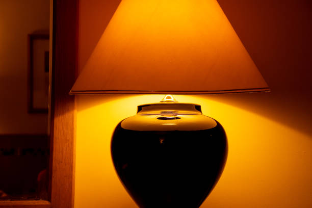 turned on night lamp room evening