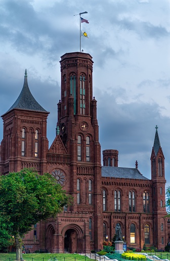 A vertical shot of Smithsonian Institution Building (The Castle) in Washington, D.C