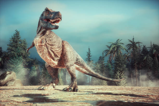 istock Tyrannosaurus rex in the valley. 1436628456