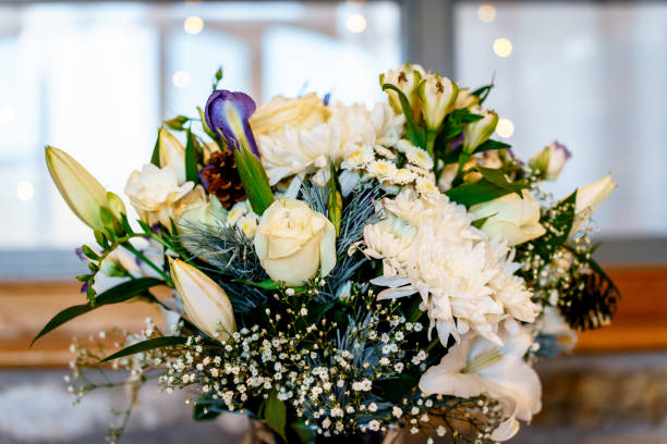 istock Wedding flowers at marriage reception 1436638467